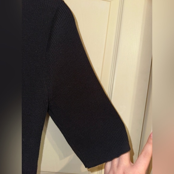 Carmen Marc Valvo women’s black ribbed lace up detail blouse XL contemporary - Picture 3 of 6